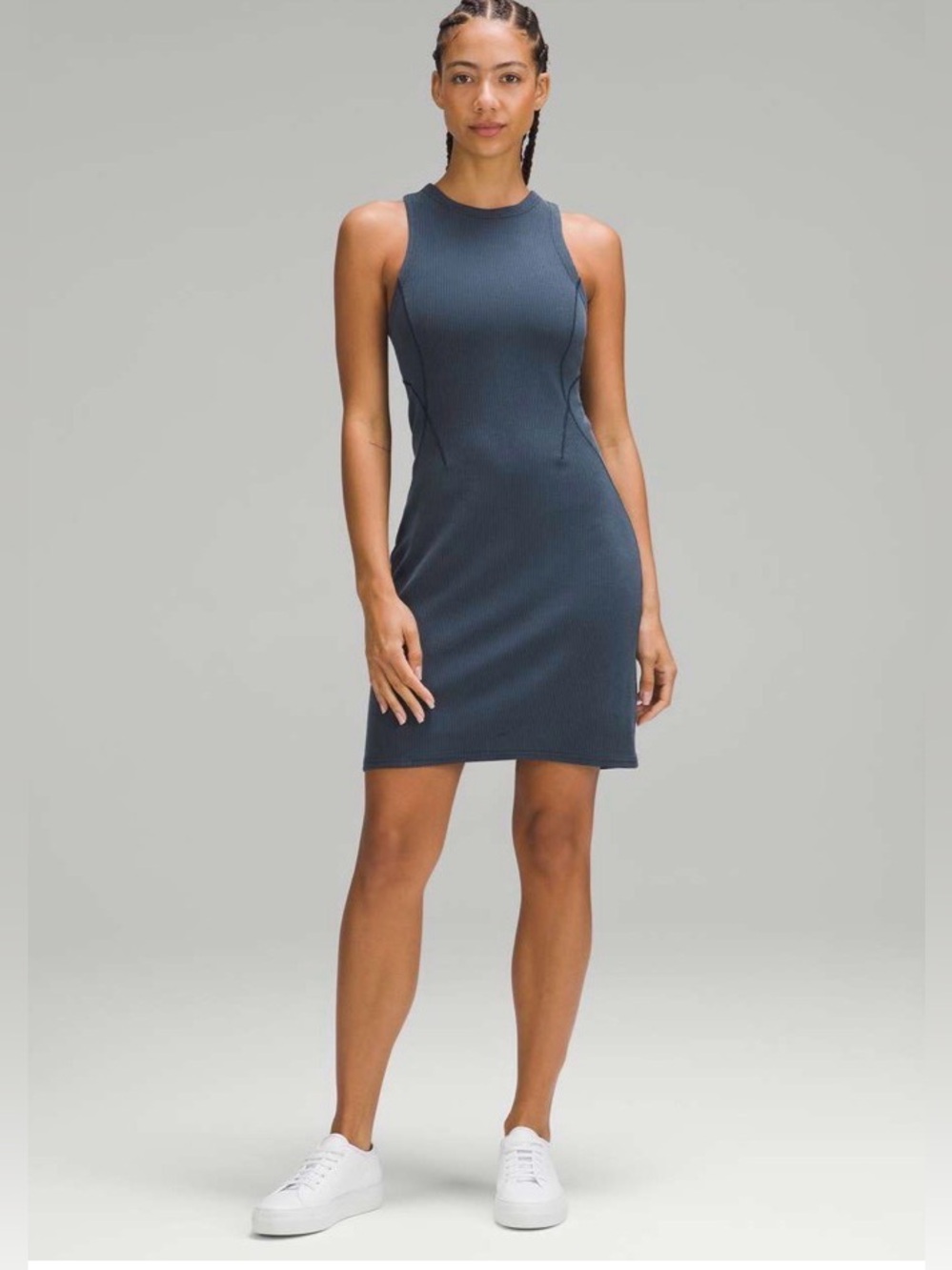 Lululemon Ribbed Softstreme Slim-Fit Tank Dress True Navy size 10